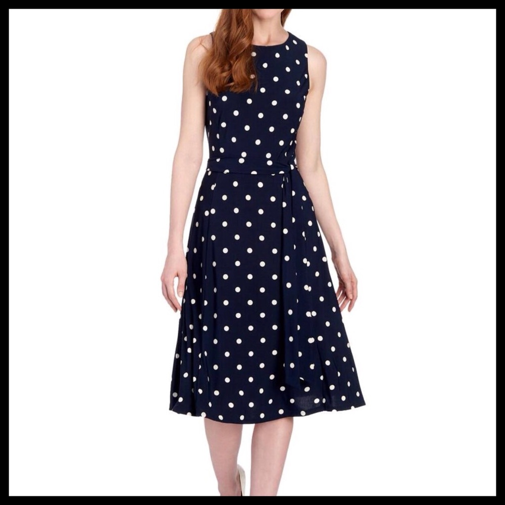EUC Lauren Ralph Lauren Polka Dot Flare Dress